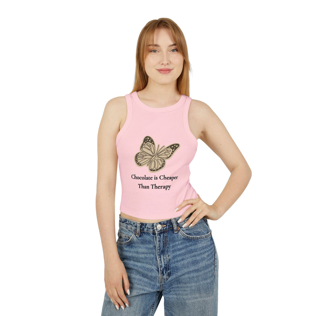 Chocolate is Cheaper Than Therapy Racer Tank — Femmescentique