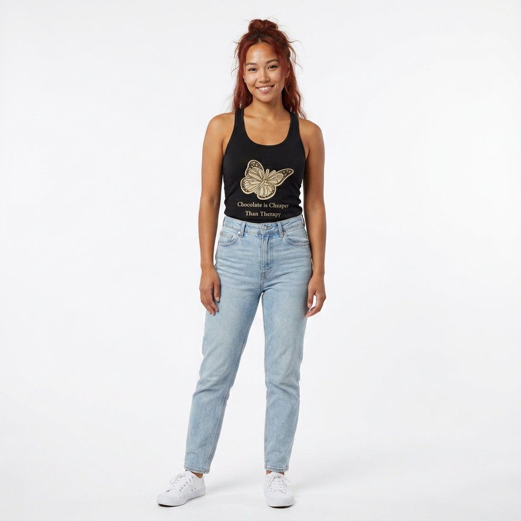 Chocolate is Cheaper Than Therapy Racer Tank — Femmescentique